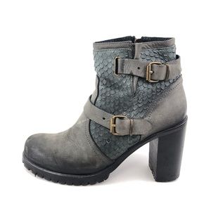 Cordani Snakeskin Embossed Ankle Moto Boots EUR 39